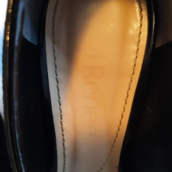 J. Renee Black Suede Leopard Print Block Heels Size 7.5 Wide Width - Picture 3 of 9